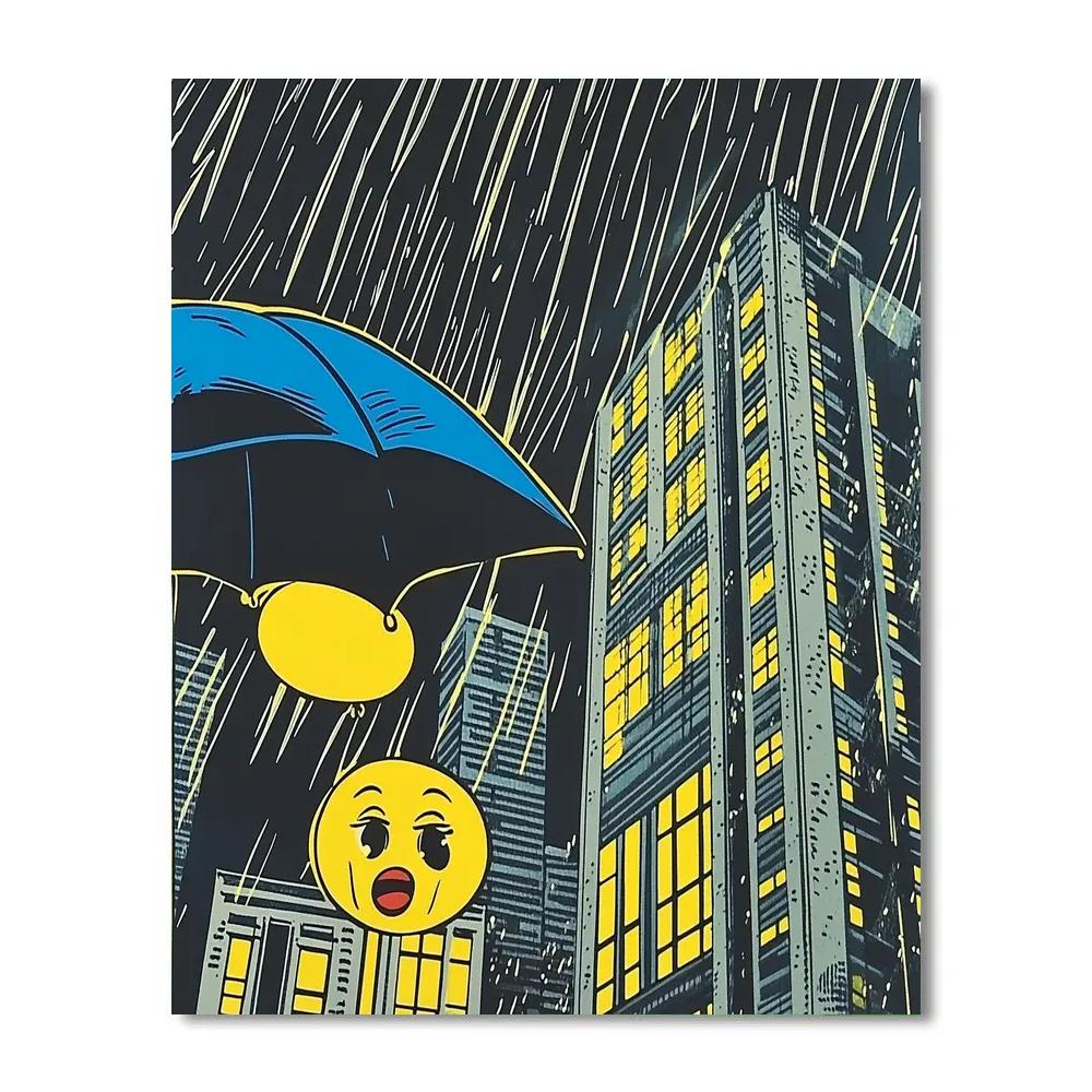 Roy Lichtenstein Inspired Comic City Rainstorm painting number kit