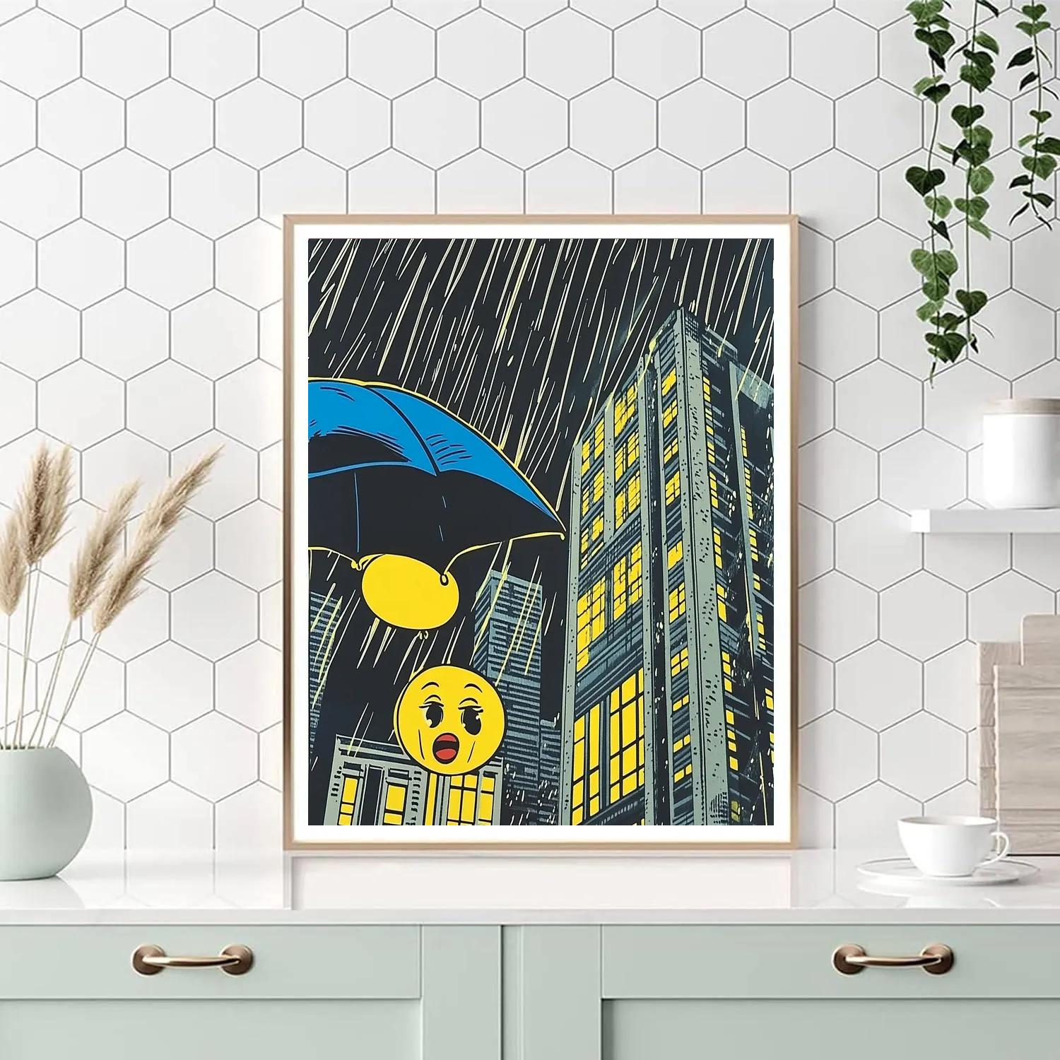 Roy Lichtenstein Inspired Comic City Rainstorm painting number kit