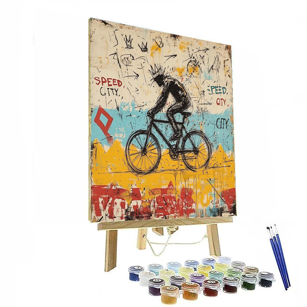 Jean Michel Basquiat Inspired Street Cyclist Energy Paint by numbers art