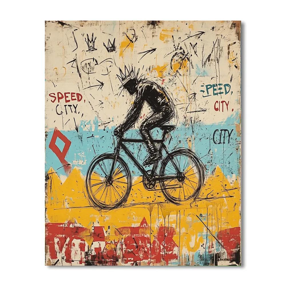 Jean Michel Basquiat Inspired Street Cyclist Energy Paint by numbers art