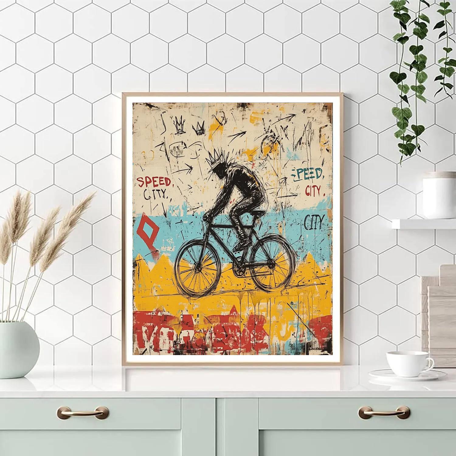 Jean Michel Basquiat Inspired Street Cyclist Energy Paint by numbers art
