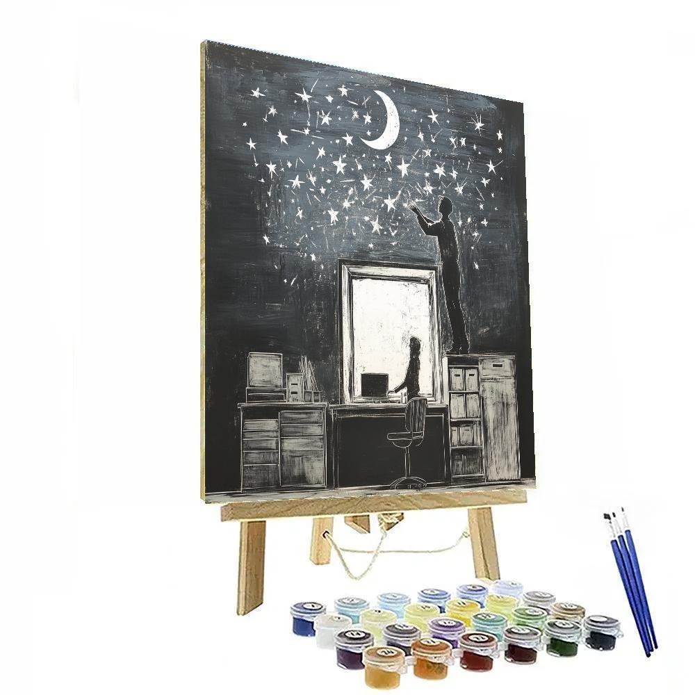 Banksy Inspired Office Window Stargazer DIY paint by numbers