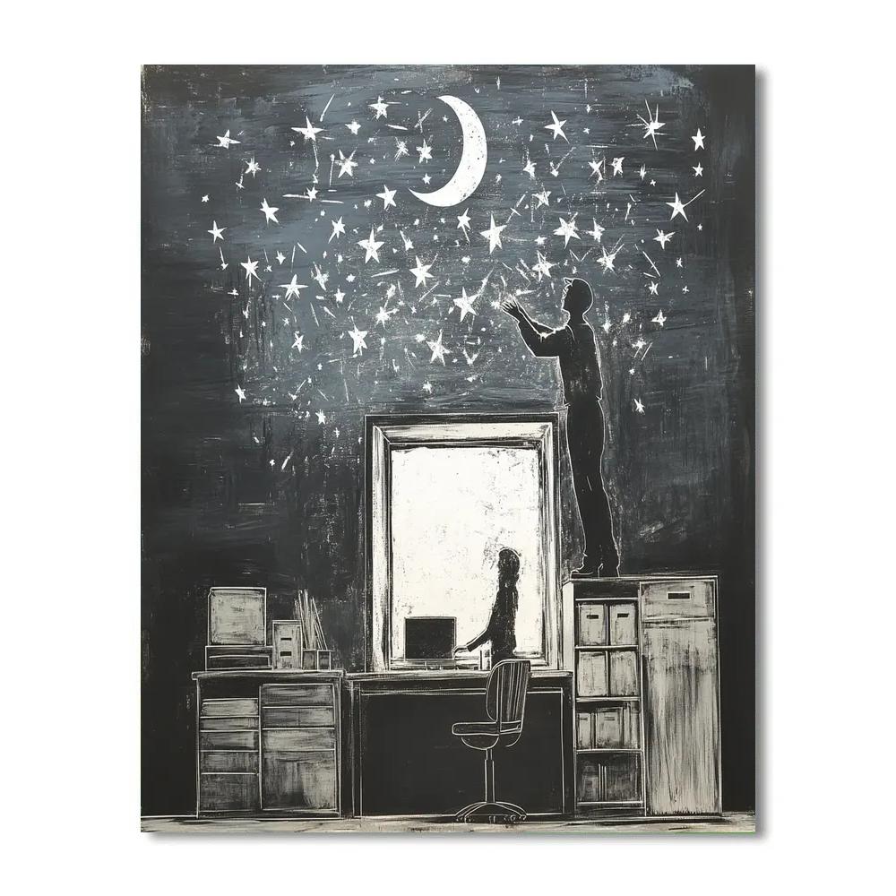 Banksy Inspired Office Window Stargazer DIY paint by numbers