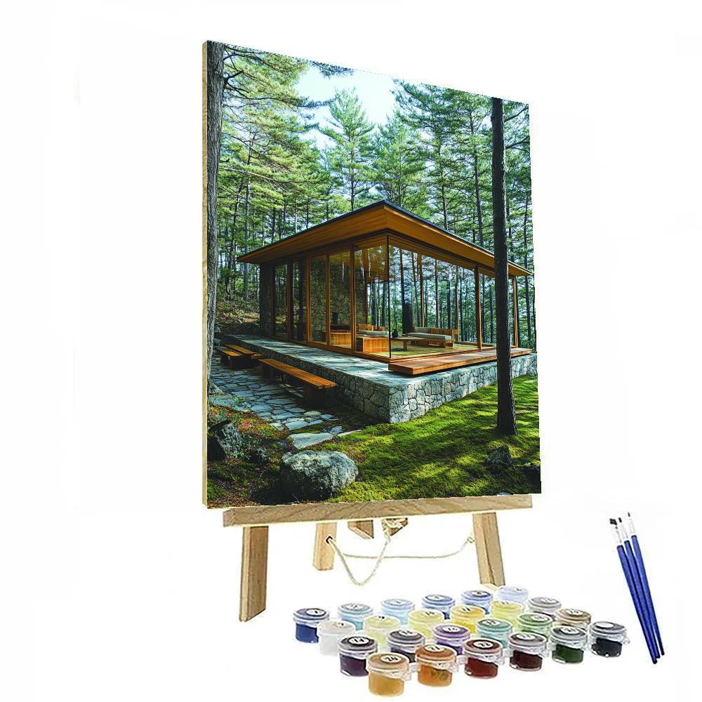 Frank Lloyd Wright Inspired Forest Glass Pavilion Paint by numbers art