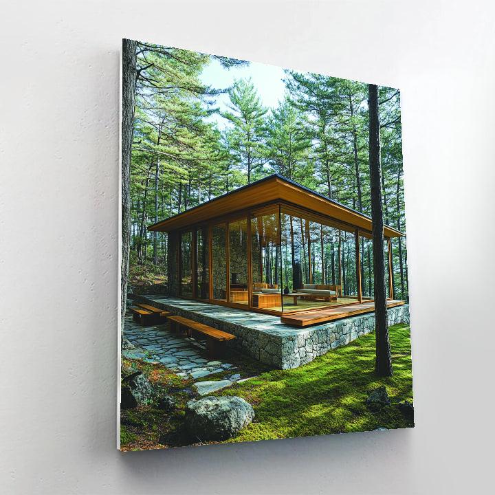 Frank Lloyd Wright Inspired Forest Glass Pavilion Paint by numbers art