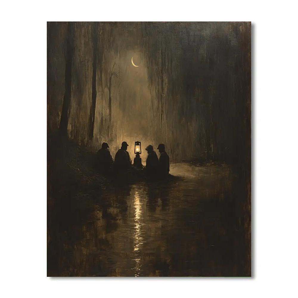 Francisco Goya Inspired Night Fishermen On Riverbank paint by number