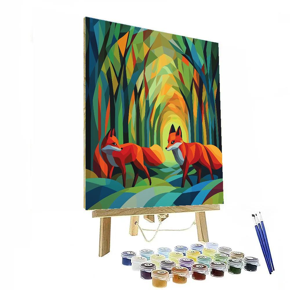 Franz Marc Inspired Green Forest Foxes Painting by numbers kit