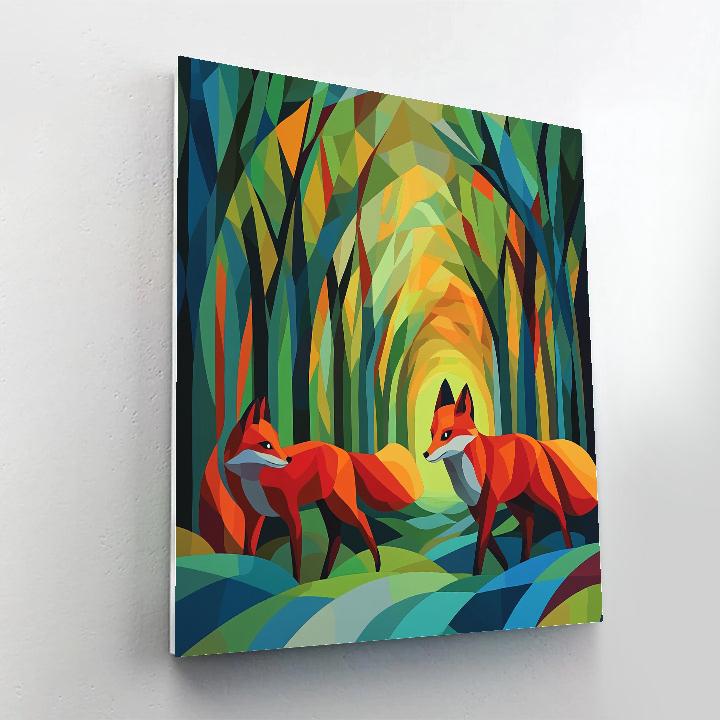 Franz Marc Inspired Green Forest Foxes Painting by numbers kit