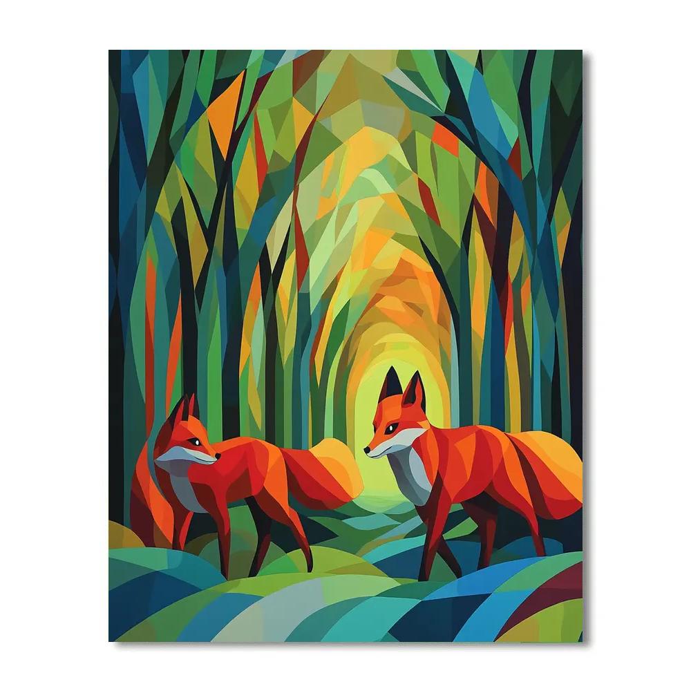 Franz Marc Inspired Green Forest Foxes Painting by numbers kit