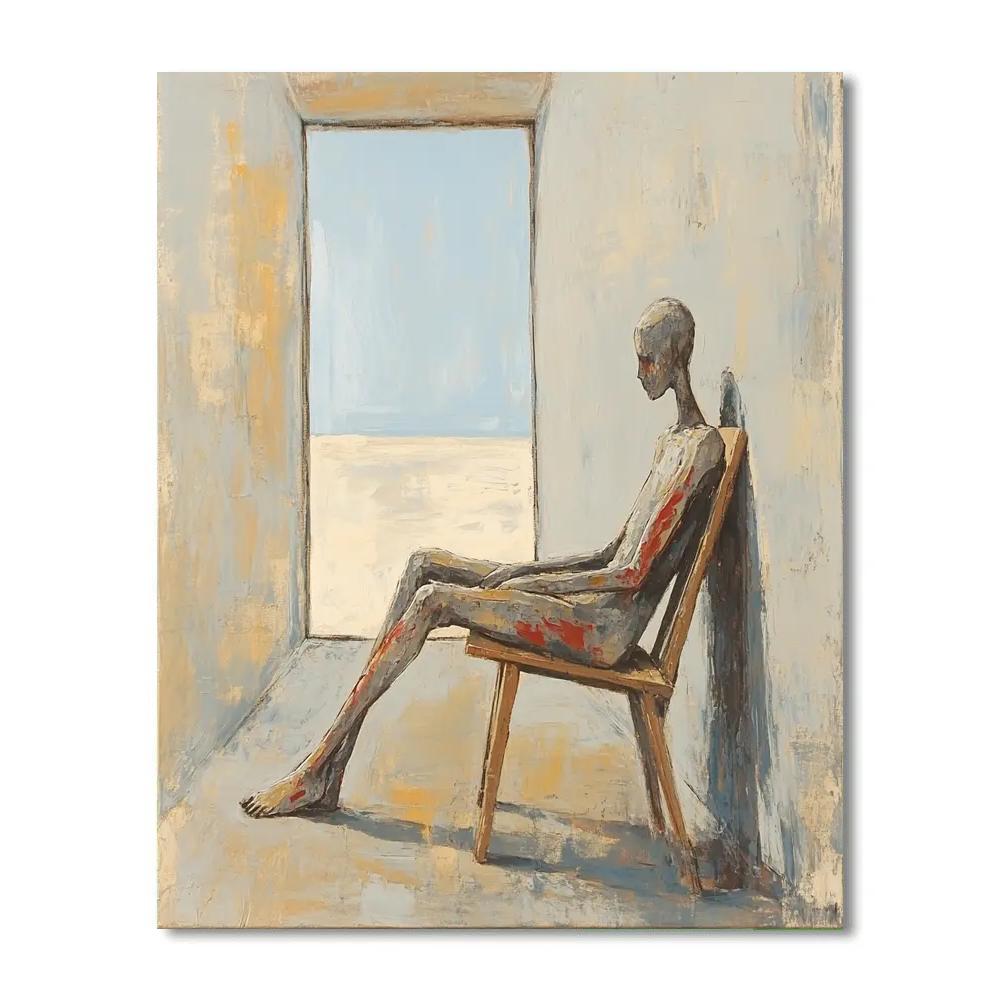 Egon Schiele Inspired Portrait With Chair And Window painting number kit