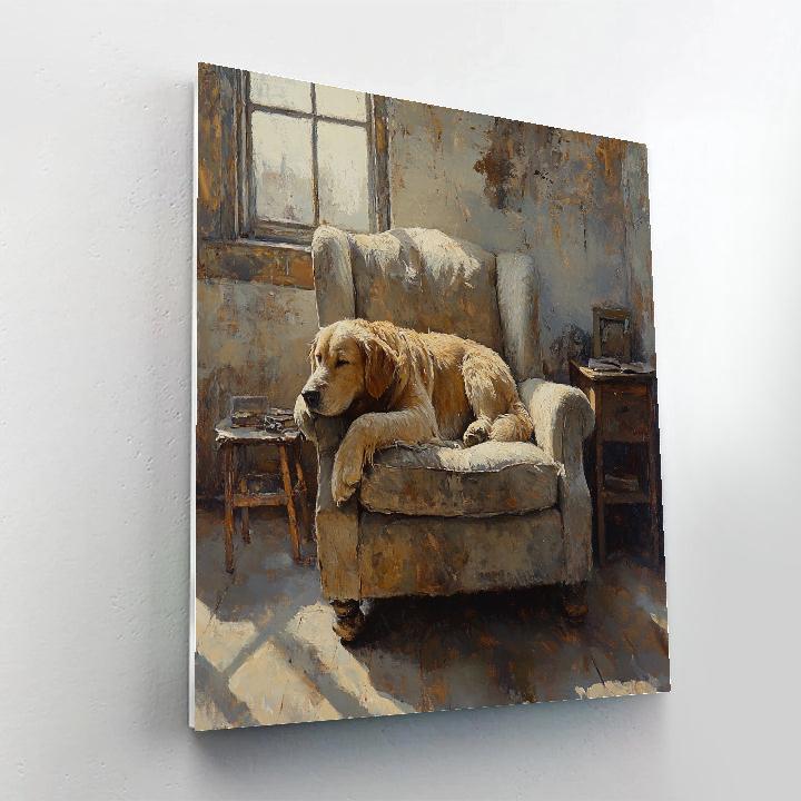 Lucian Freud Inspired Interior With Sleeping Dog Paint by numbers art