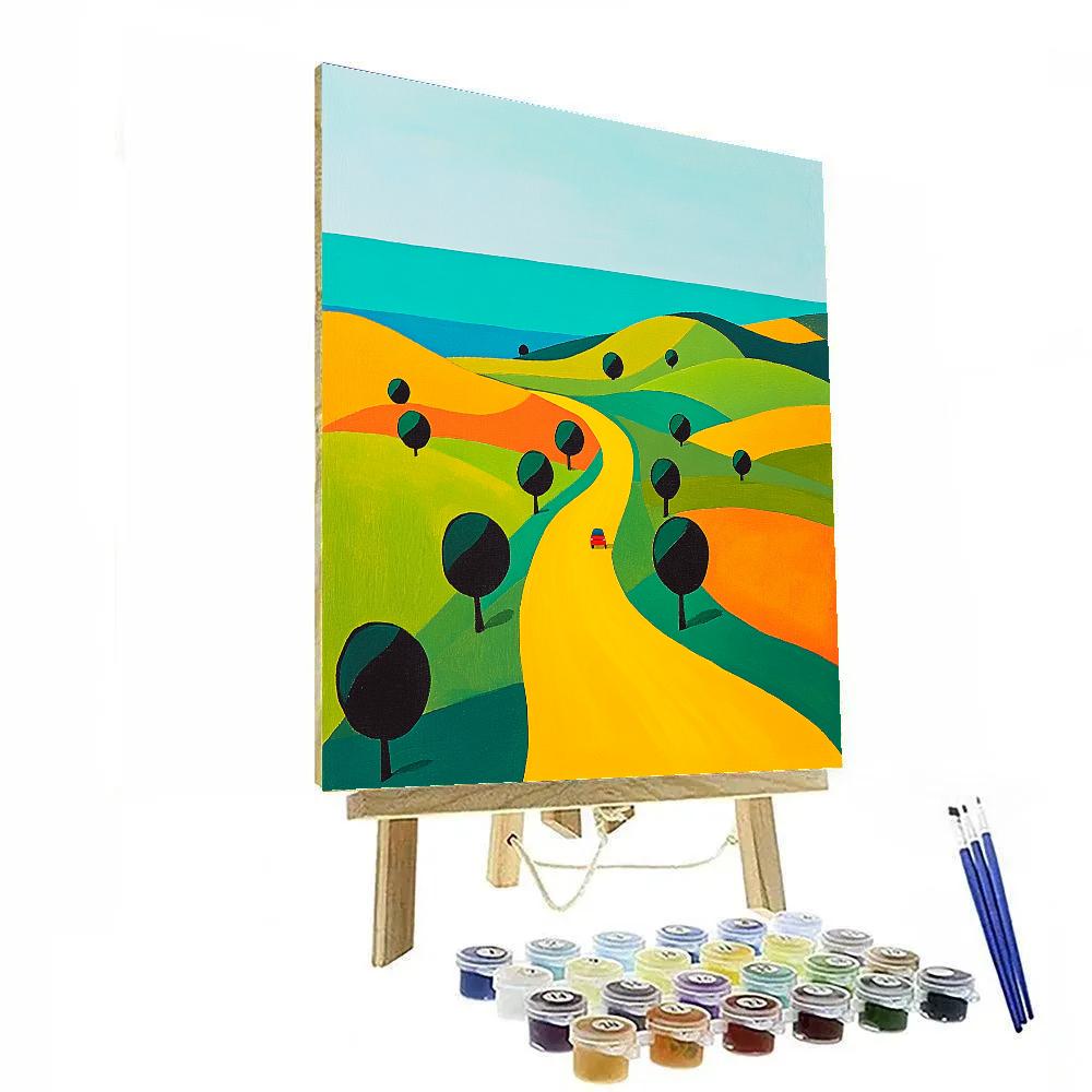 David Hockney Inspired Zigzag Road To The Coast Number painting