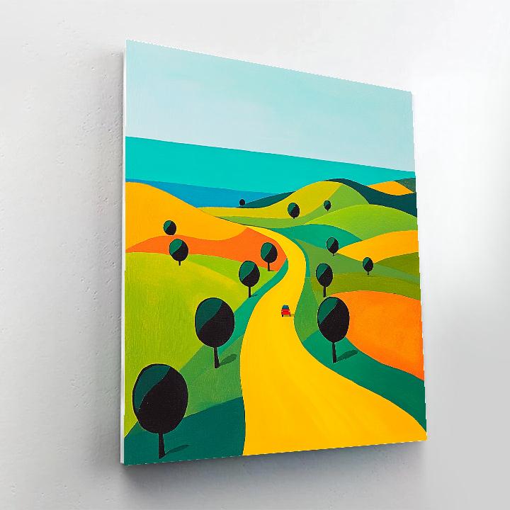 David Hockney Inspired Zigzag Road To The Coast Number painting