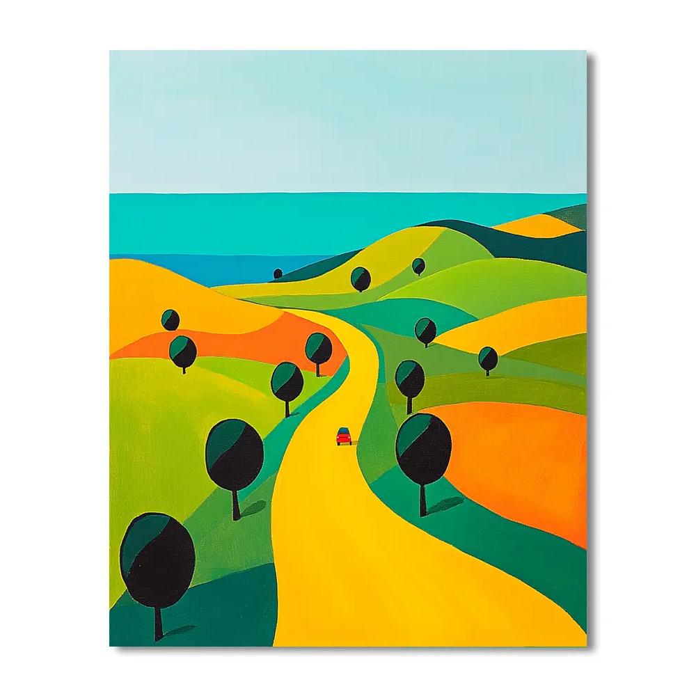 David Hockney Inspired Zigzag Road To The Coast Number painting