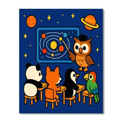 Space School For Curious Animals paint by number