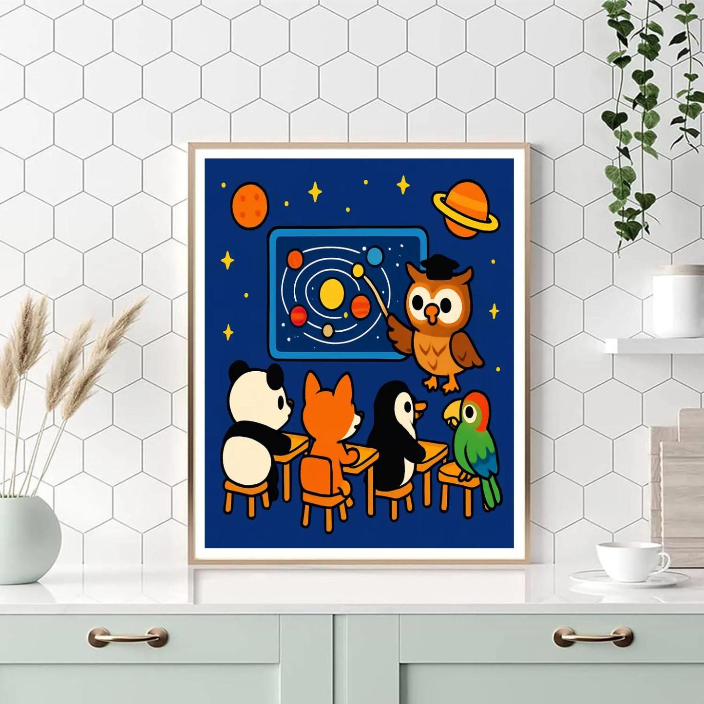 Space School For Curious Animals paint by number