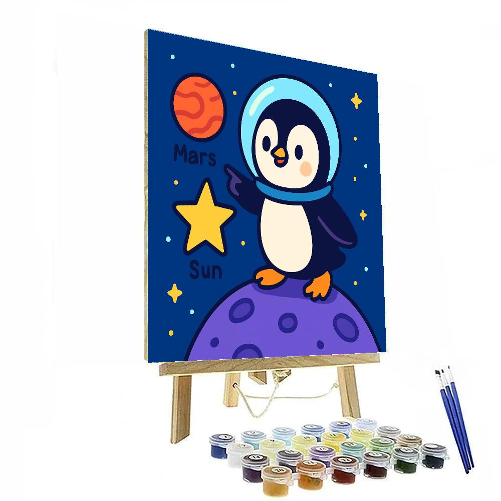 Galactic Penguin Planet Patrol DIY paint by numbers