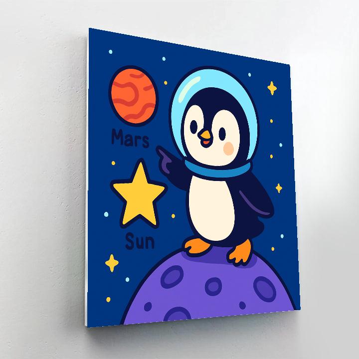 Galactic Penguin Planet Patrol DIY paint by numbers