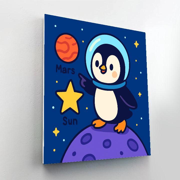 Galactic Penguin Planet Patrol DIY paint by numbers