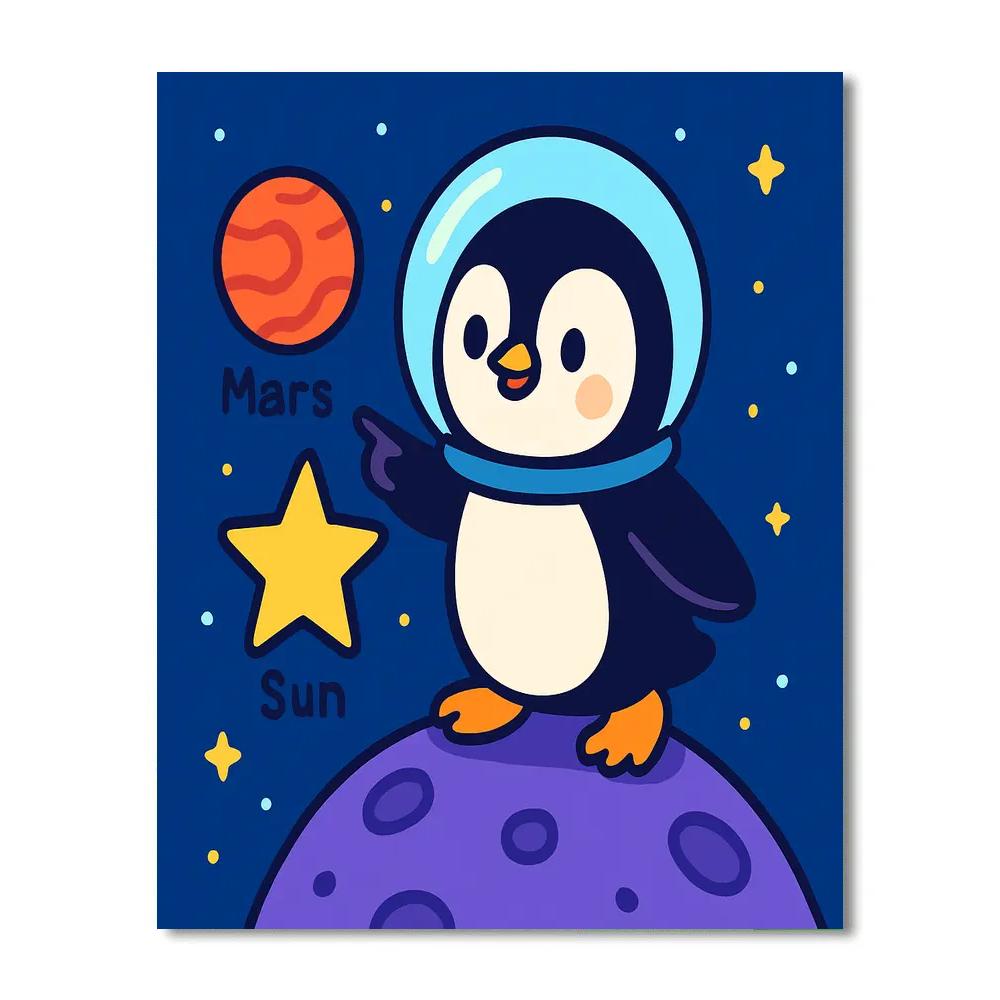 Galactic Penguin Planet Patrol DIY paint by numbers