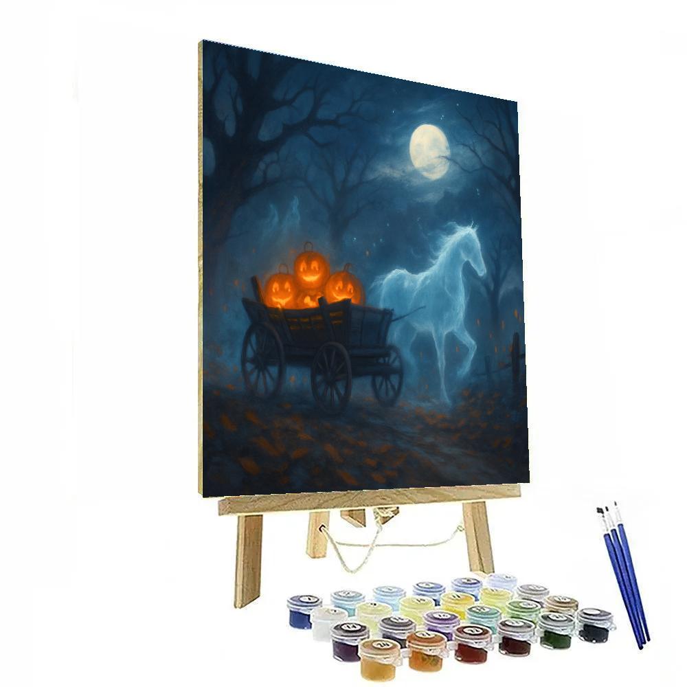 Midnight Hayride Through The Hollow Woods painting number kit