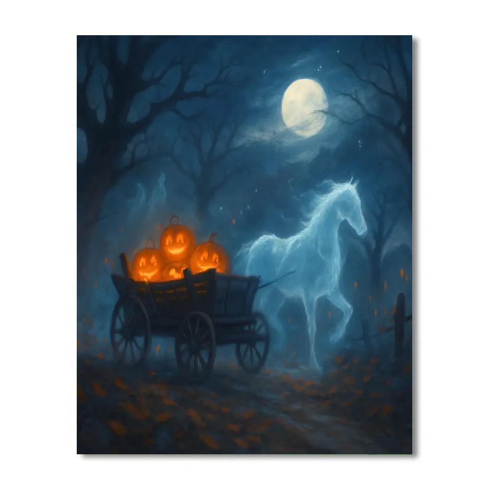 Midnight Hayride Through The Hollow Woods painting number kit