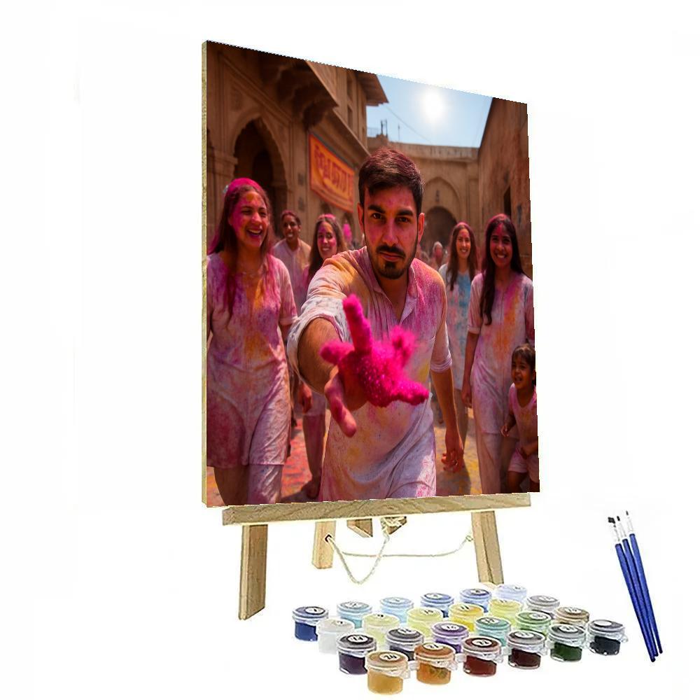 Holi Celebration In Vrindavan Street Paint by numbers art