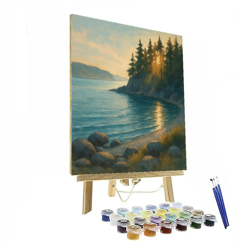 Whispering Pines Over Silver Bay DIY paint by numbers