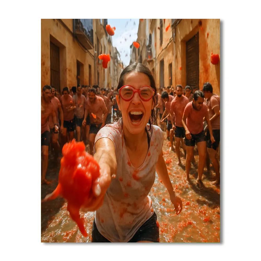 La Tomatina Tomato Battle In Bunol paint by number