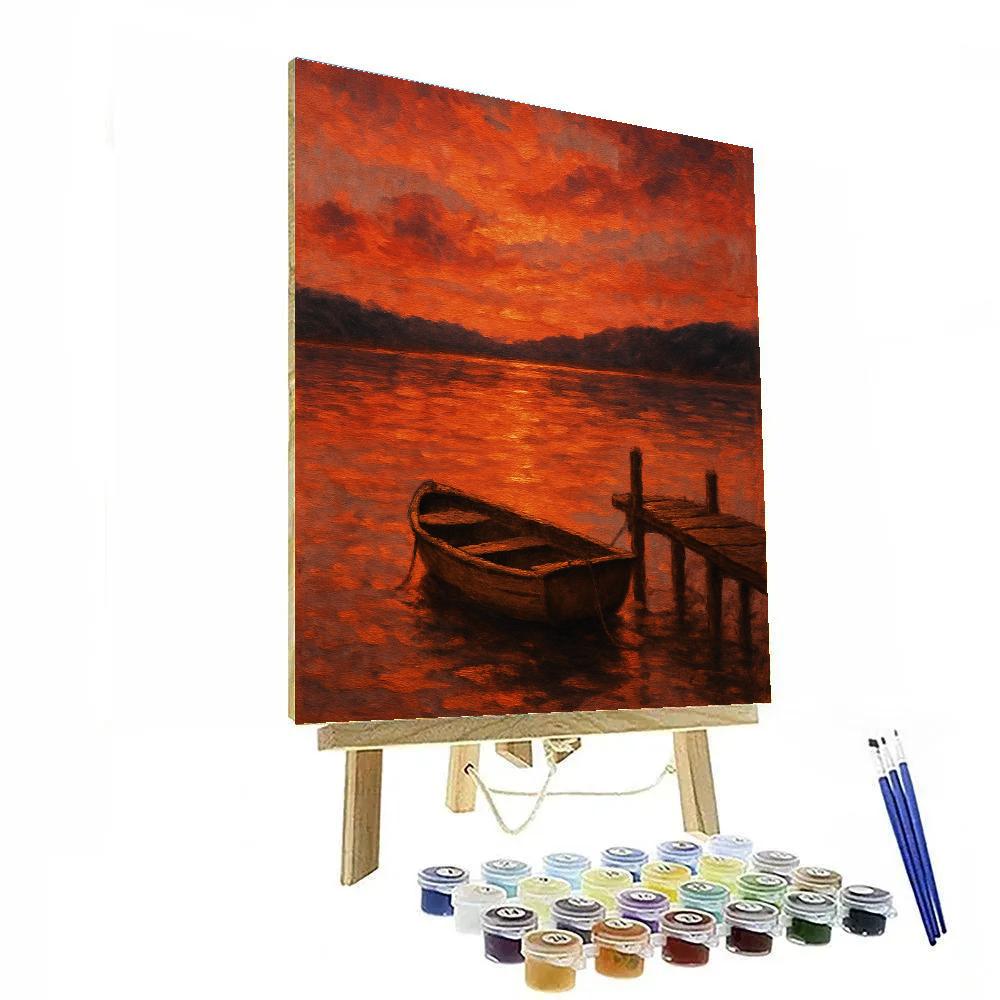 Rowboat At Ember Glow Dusk Numbered painting kits