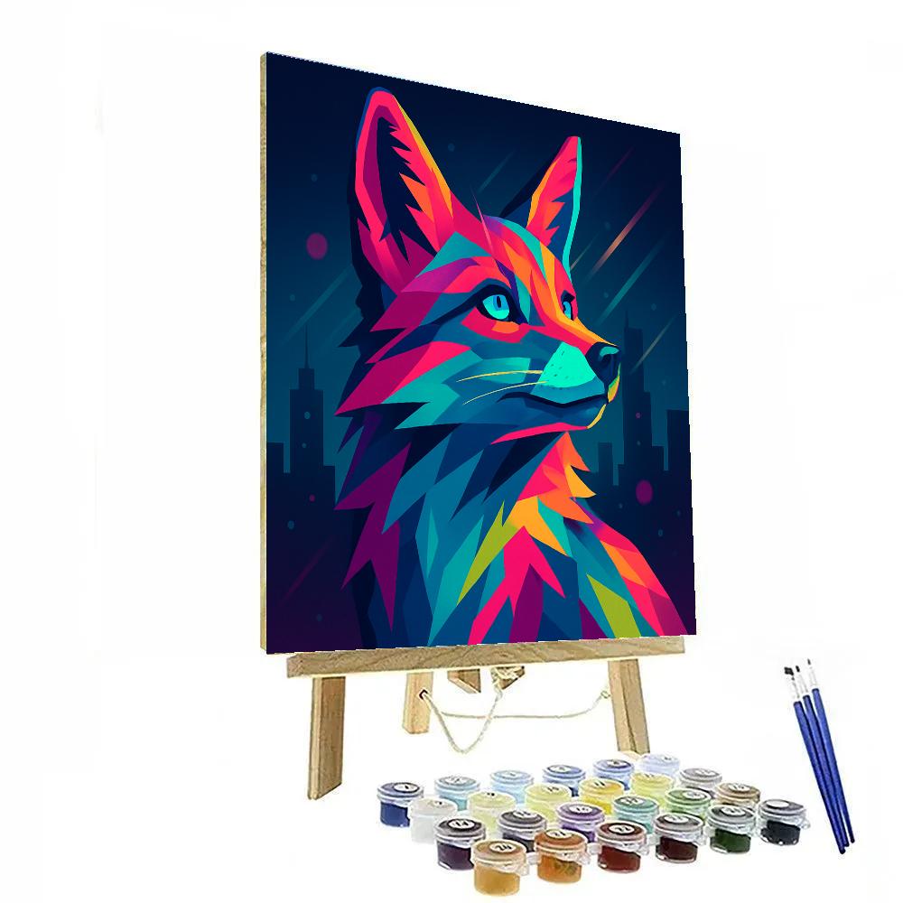 Neon Skyline Fox Reverie Numbered painting kits