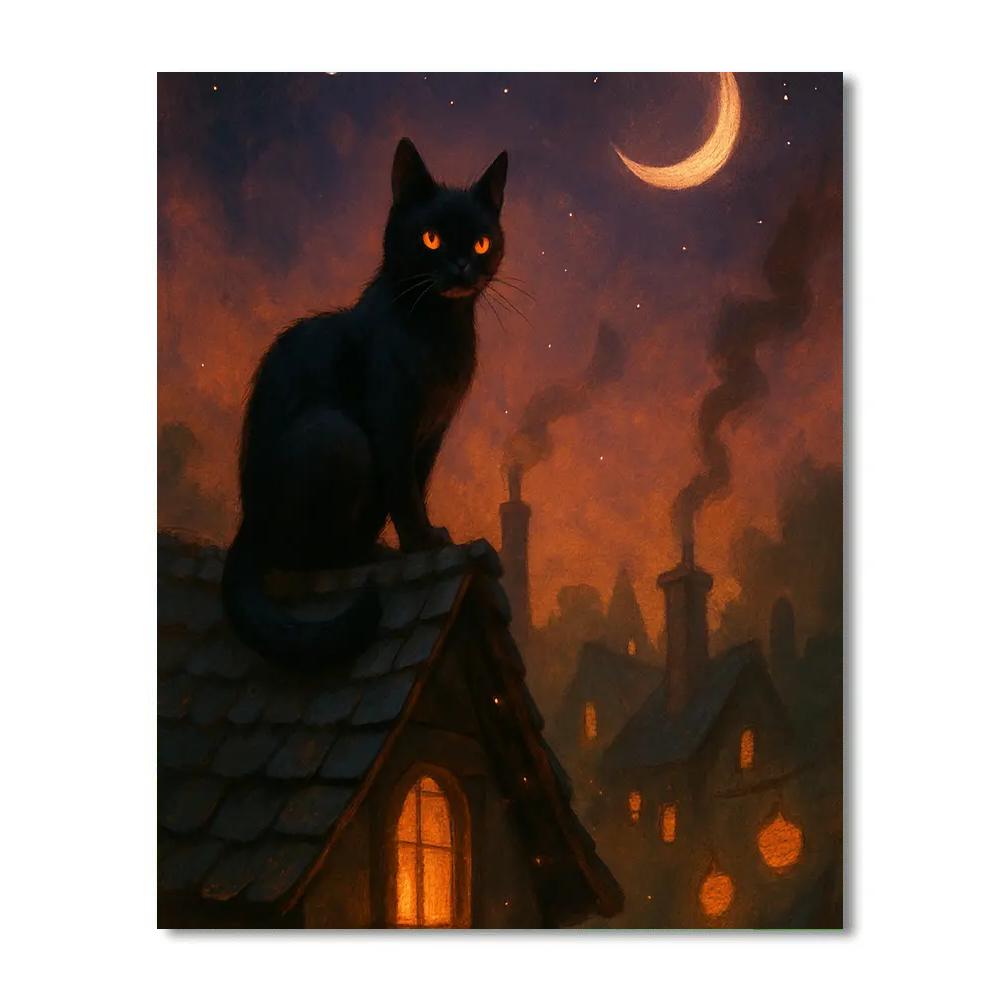 Cat Watcher On The Lantern Roof paint by color