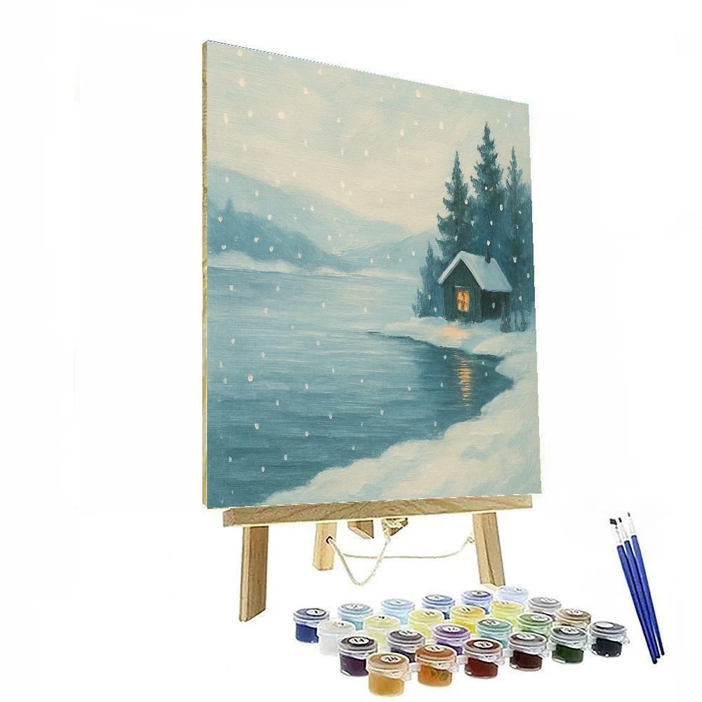Snowfall Silence On Winter Lake paint by number