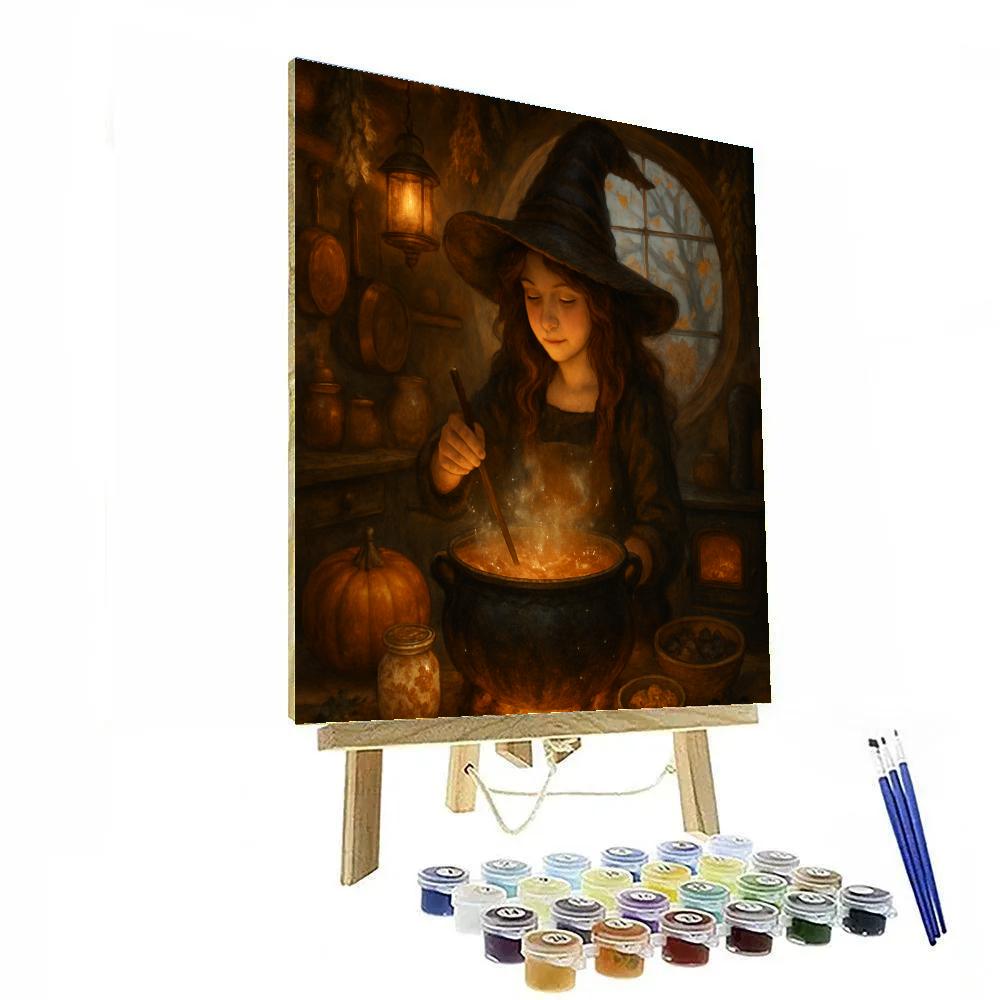 Witch Cottage Baking Night painting number kit
