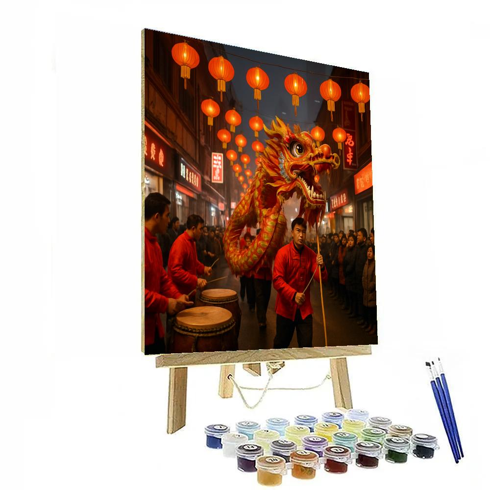 Lunar New Year Dragon Dance In Shanghai paint by number