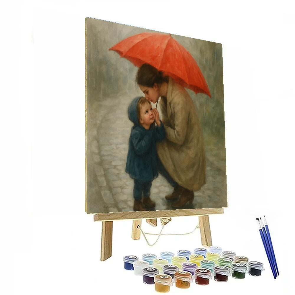 Shared Umbrella In The Spring Rain paint by numbers