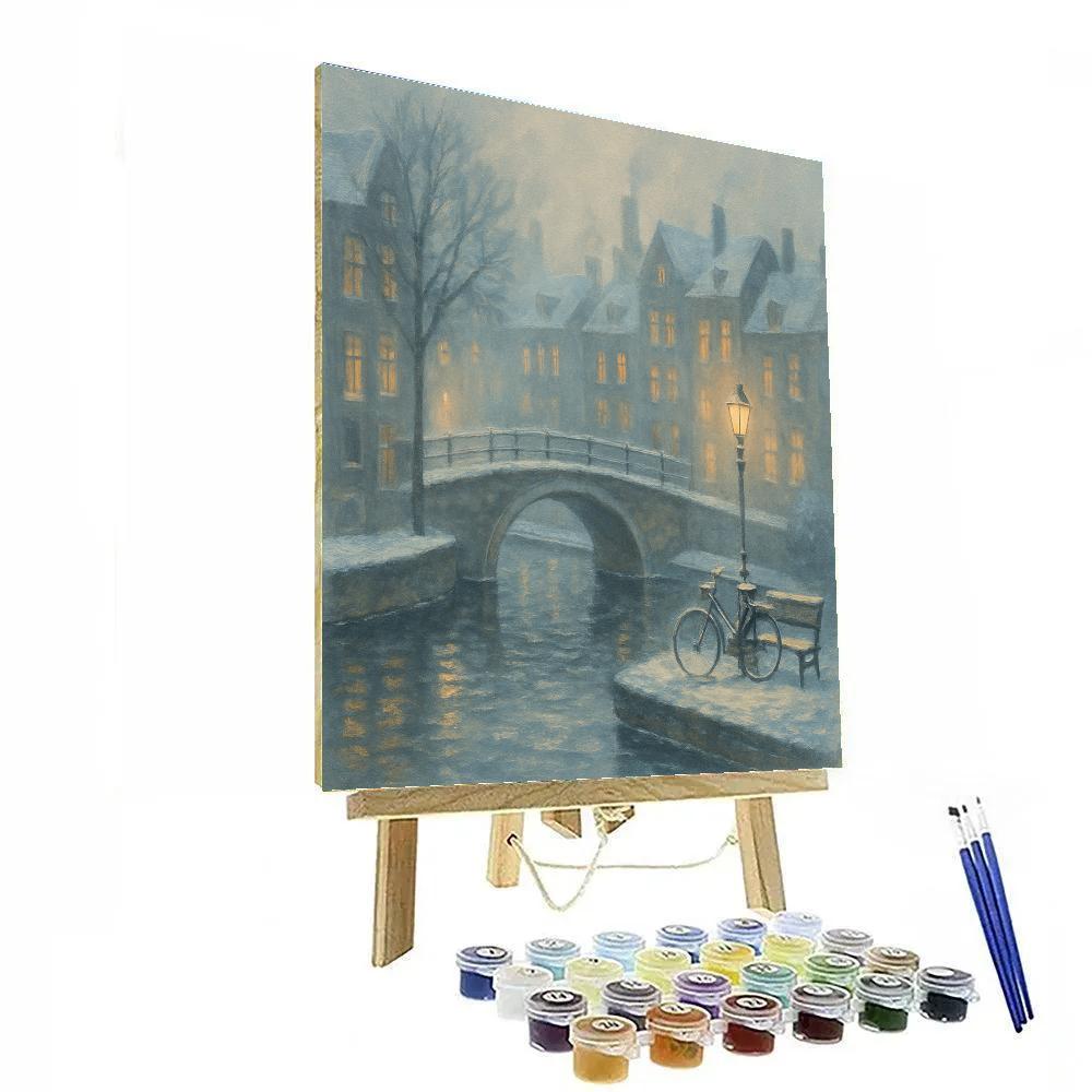 Snowlit Canal Corner Number painting