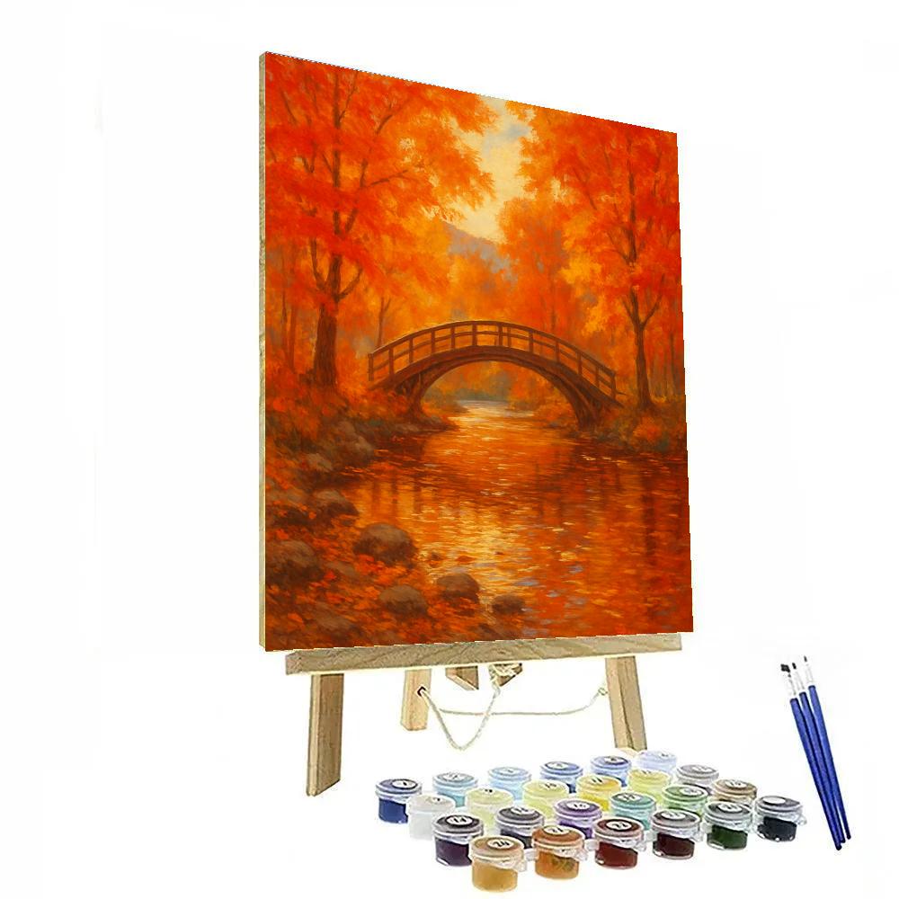 Autumn Bridge Over Amber Creek paint by color