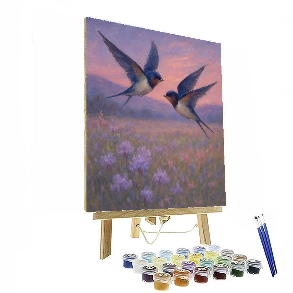 Lavender Dusk Swallow Meadow Number painting
