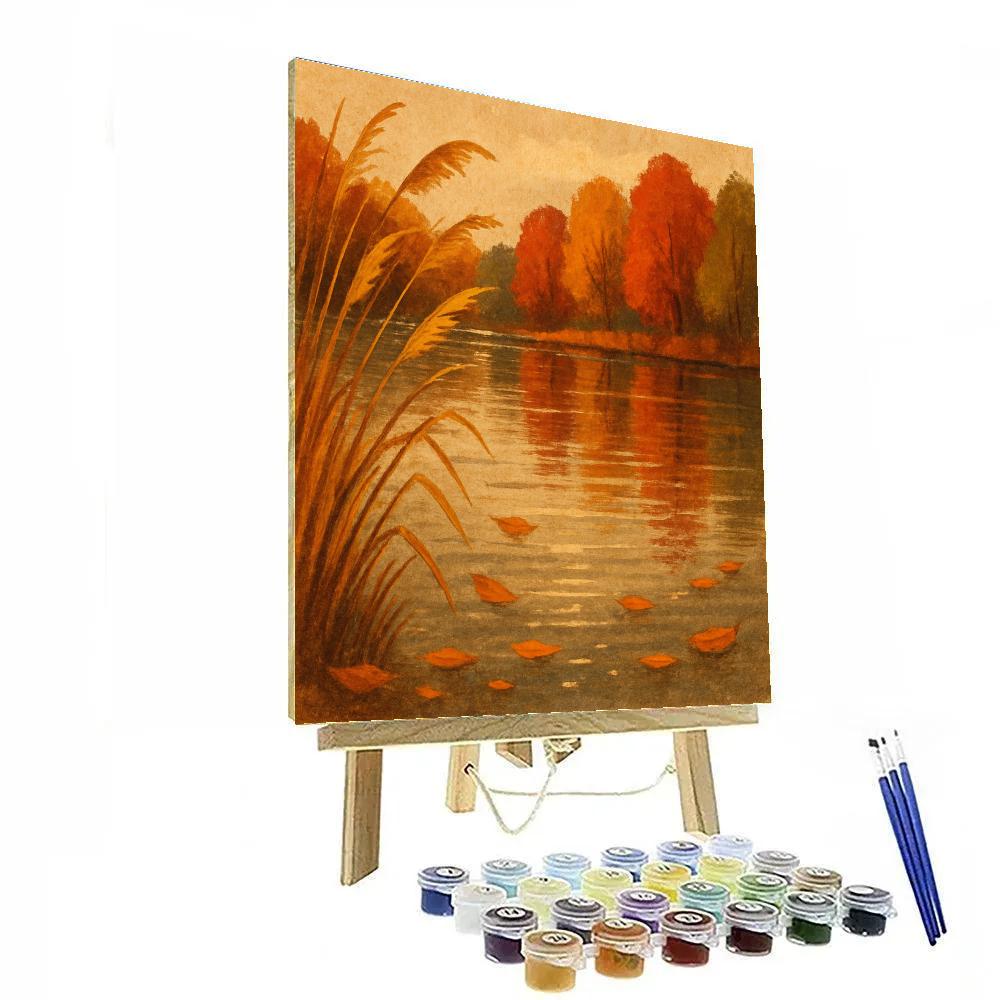 Golden Reeds By Autumn Mirror Lake Paint by numbers kits