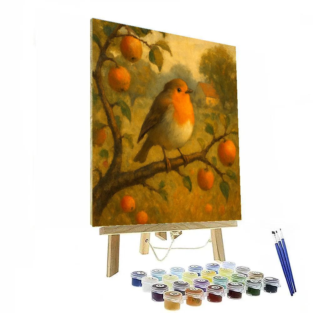Golden Orchard Robin Rest painting number kit