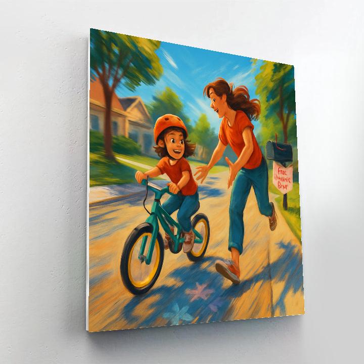 First Bike Ride With Moms Steady Hands paint by color