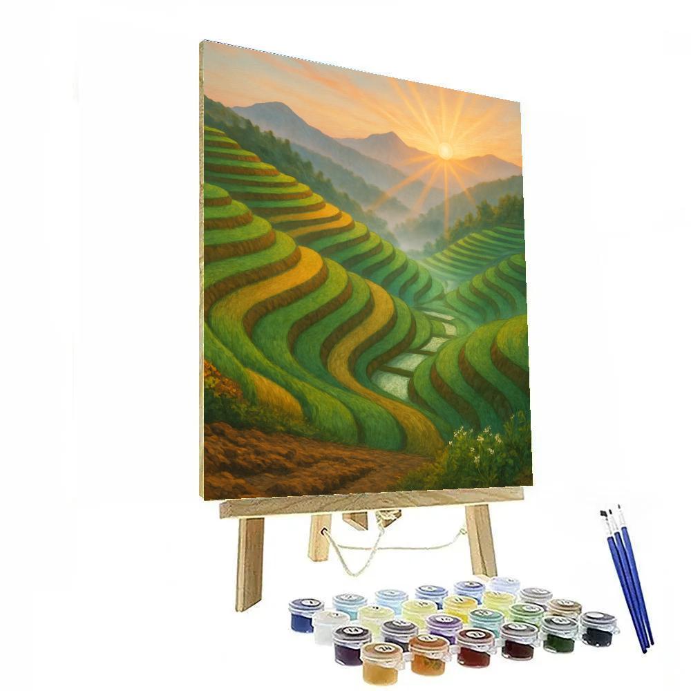 Sunrise Over The Terraced Fields painting number kit