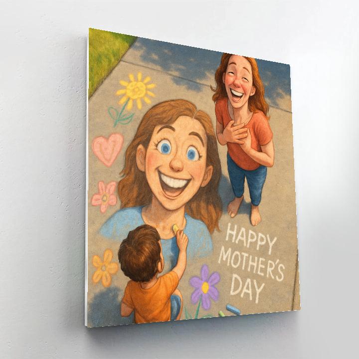 Sidewalk Chalk Portrait Of Mom painting number kit