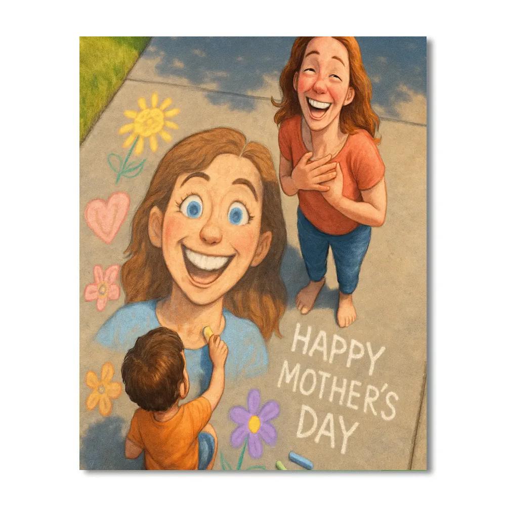 Sidewalk Chalk Portrait Of Mom painting number kit