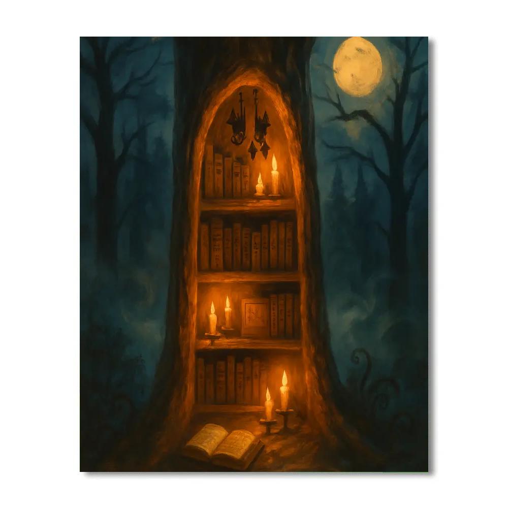 Midnight Library Of Bats And Books Painting by numbers kit