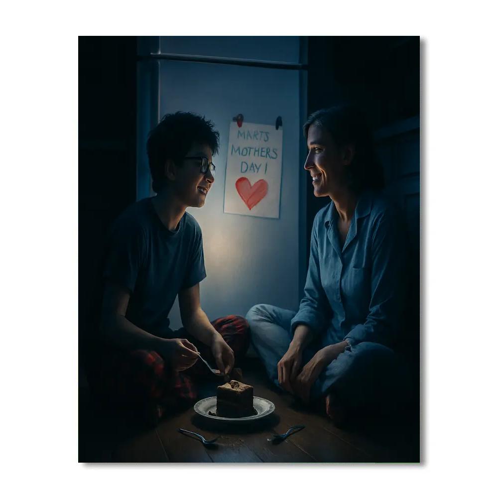 Midnight Kitchen Snack Talk With Mom Paint by numbers art