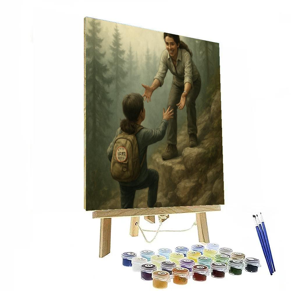 Mountain Trail Hand Off With Mom Painting by numbers kit