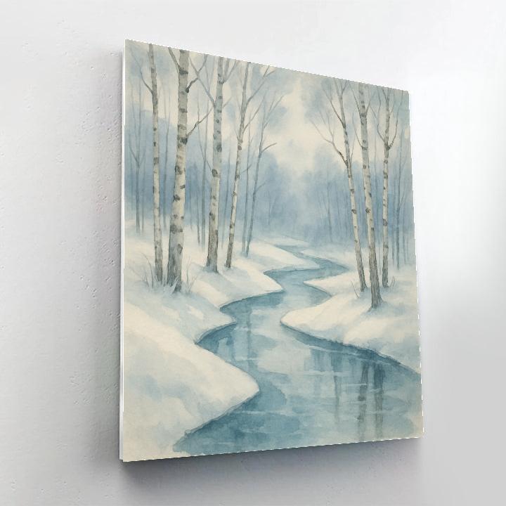 Snow Laden River Birches Number painting