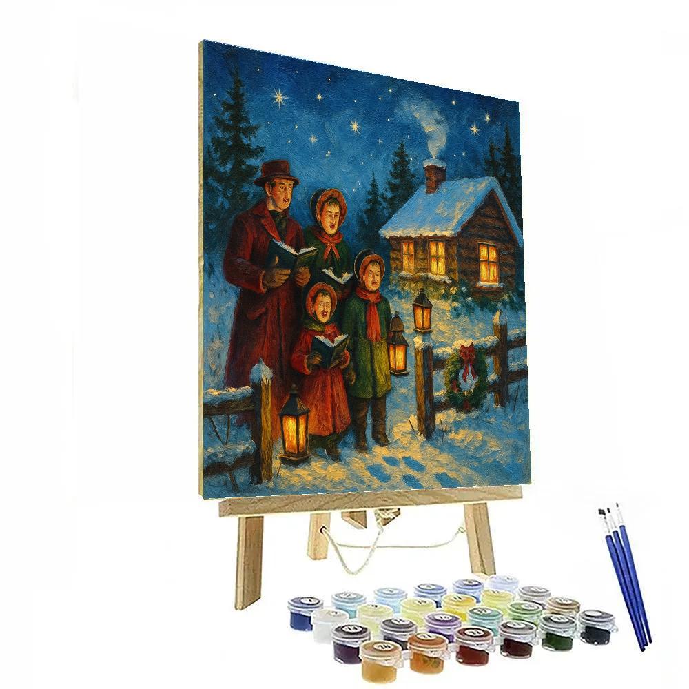 Starlit Cabin Carolers Number painting